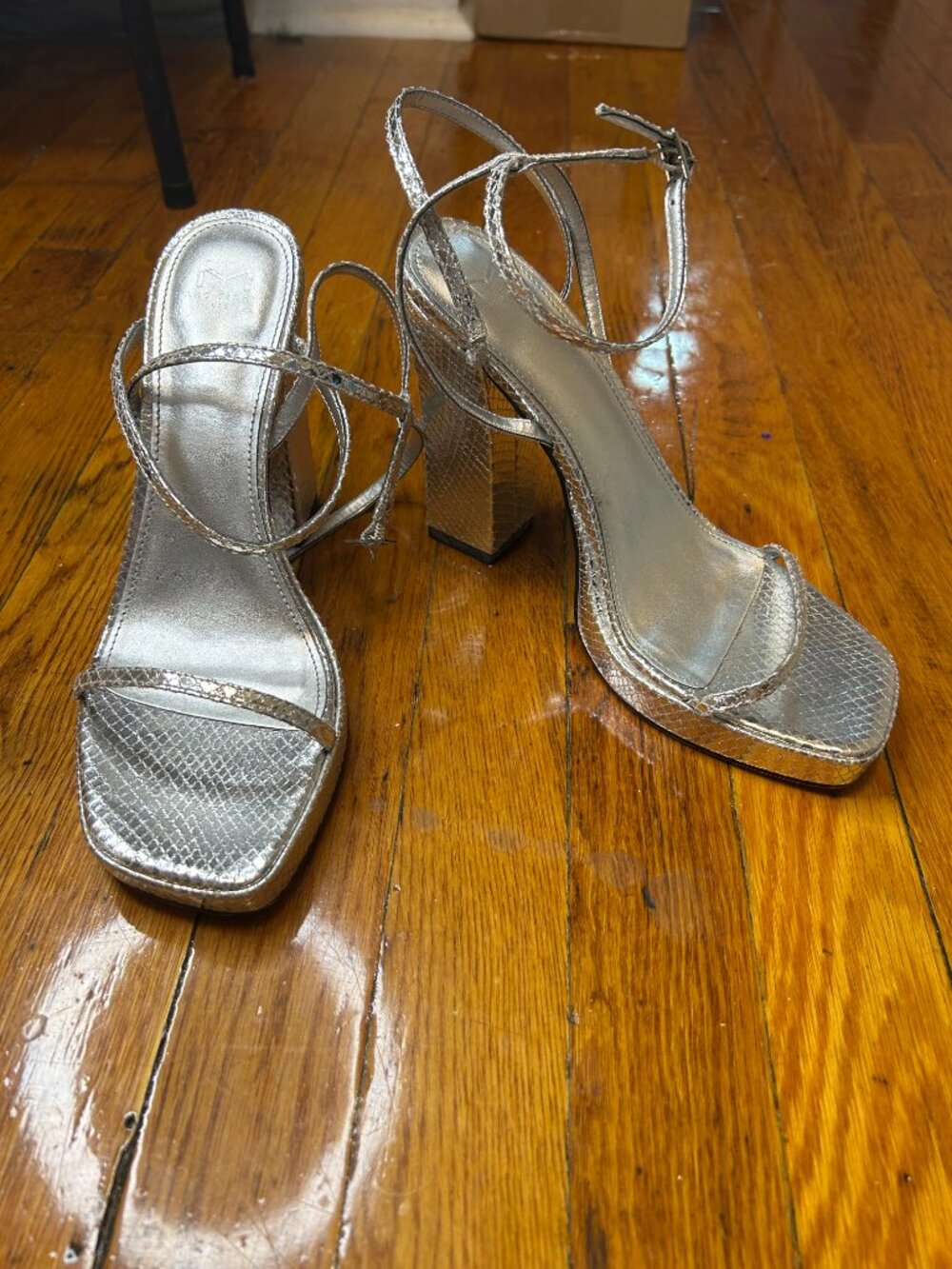 Marc Fisher Silver High-Heeled Sandals Size 9